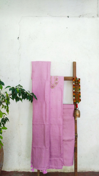 Linen with Hand Embroidery Dress Material