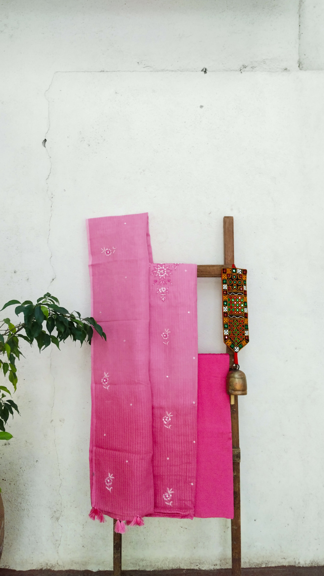 Linen with Hand Embroidery Dress Material