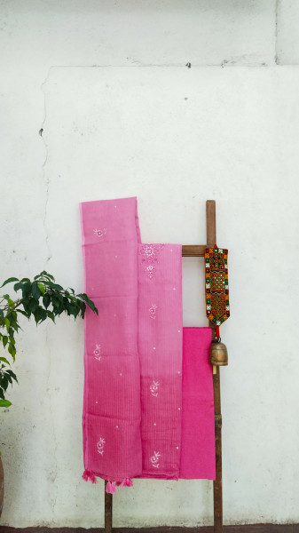 Linen with Hand Embroidery Dress Material