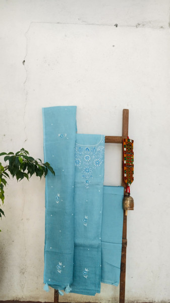 Linen with Hand Embroidery Dress Material