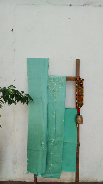 Linen with Hand Embroidery Dress Material