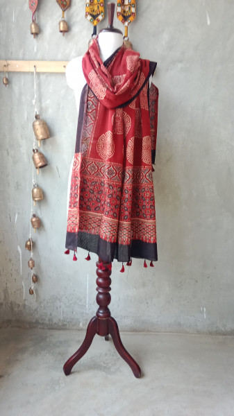 Ajrakh Handblock Dupatta