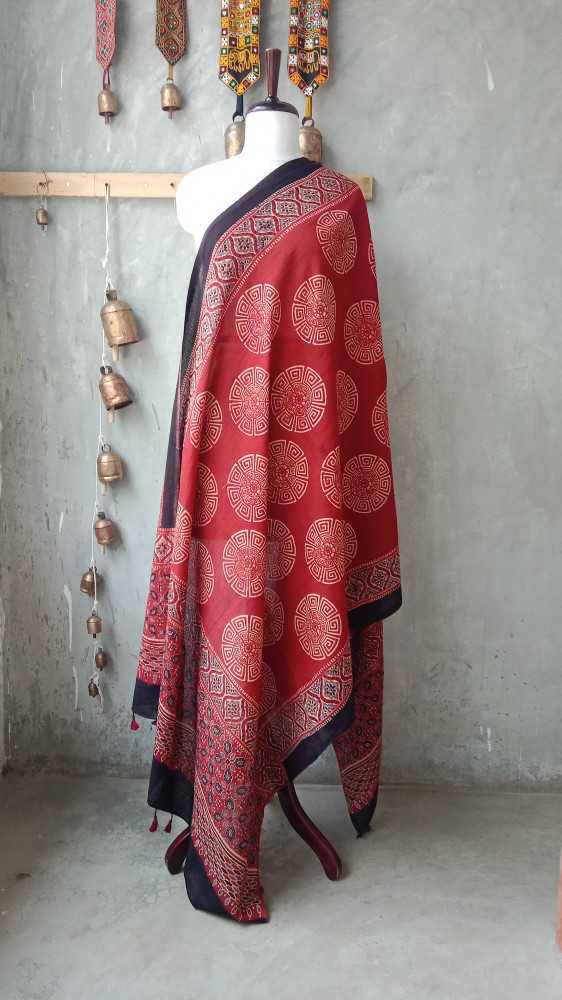 Image of Ajrakh Handblock Dupatta