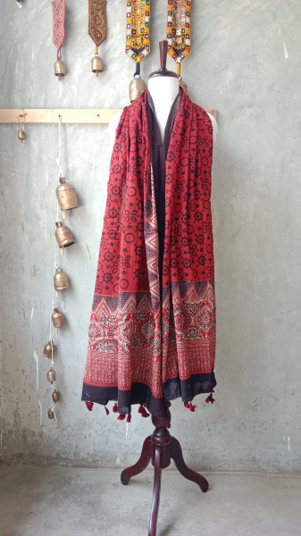 Ajrakh Handblock Dupatta