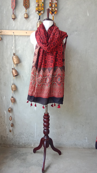 Ajrakh Handblock Dupatta