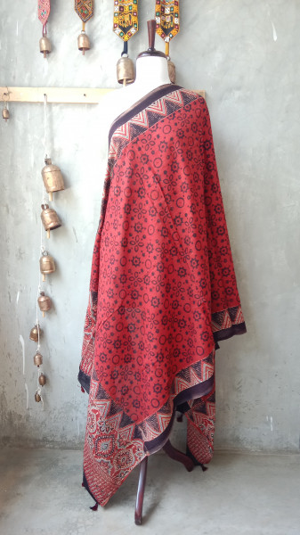 Ajrakh Handblock Dupatta