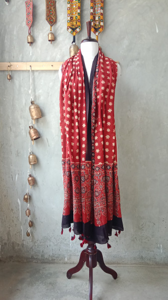 Ajrakh Handblock Dupatta