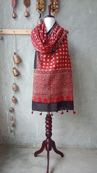 Ajrakh Handblock Dupatta