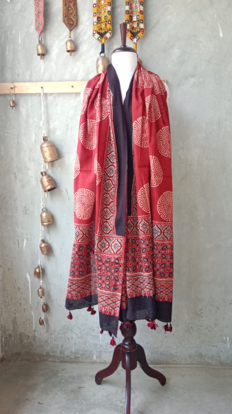 Ajrakh Handblock Dupatta