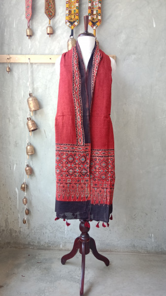 Ajrakh Handblock Dupatta