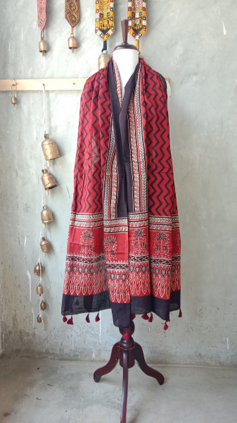 Ajrakh Handblock Dupatta