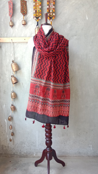 Ajrakh Handblock Dupatta