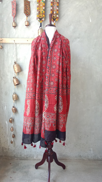 Ajrakh Handblock Dupatta