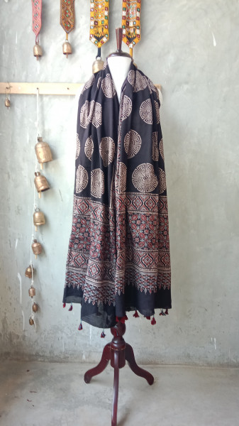 Ajrakh Handblock Dupatta