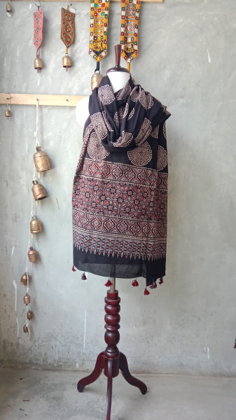 Ajrakh Handblock Dupatta