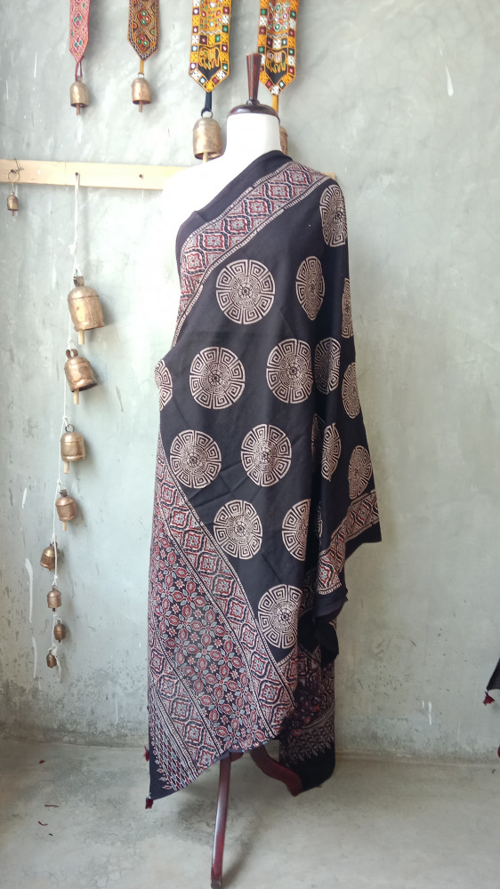 Image of Ajrakh Handblock Dupatta