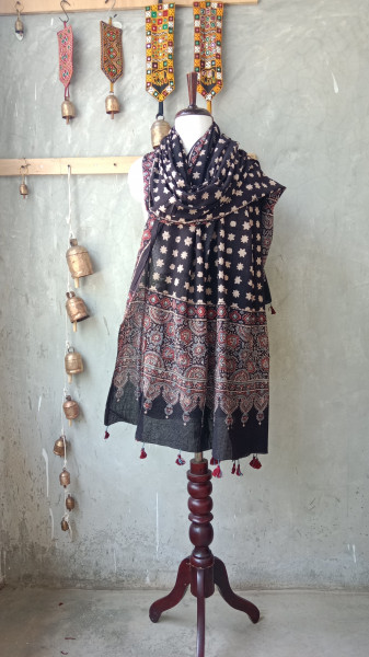 Ajrakh Handblock Dupatta