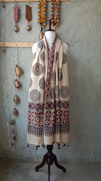 Ajrakh Handblock Dupatta