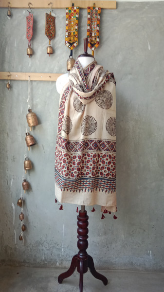 Ajrakh Handblock Dupatta