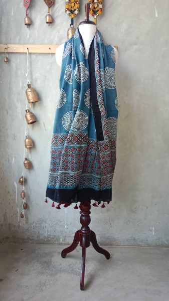 Ajrakh Handblock Dupatta