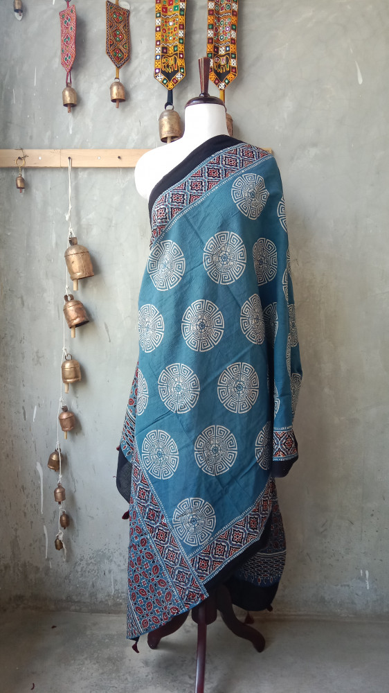 Image of Ajrakh Handblock Dupatta