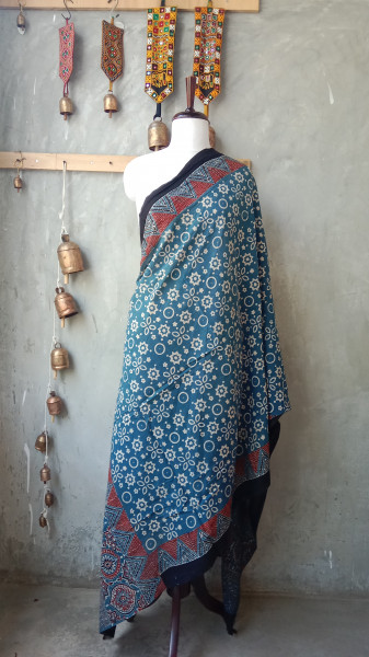 Ajrakh Handblock Dupatta