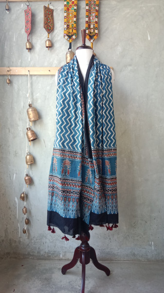 Ajrakh Handblock Dupatta