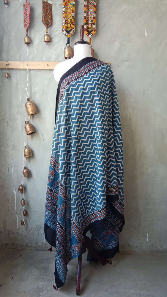 Image of Ajrakh Handblock Dupatta