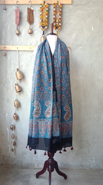 Ajrakh Handblock Dupatta