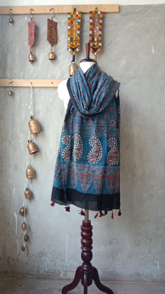Ajrakh Handblock Dupatta