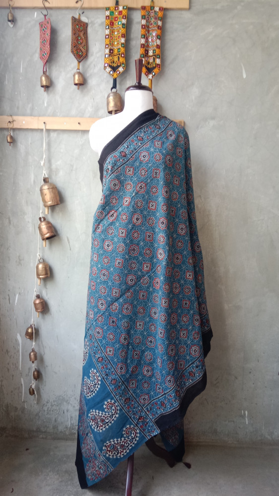Image of Ajrakh Handblock Dupatta