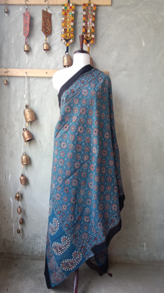 Ajrakh Handblock Dupatta