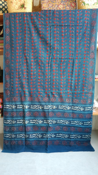 Indigo Handblock Print Cotton Saree