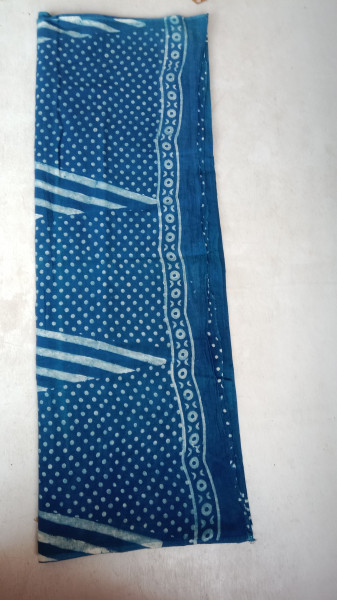 Indigo Handblock Print Cotton Saree