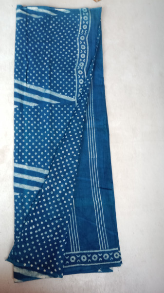 Indigo Handblock Print Cotton Saree