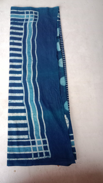 Indigo Handblock Print Cotton Saree