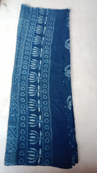 Indigo Handblock Print Cotton Saree