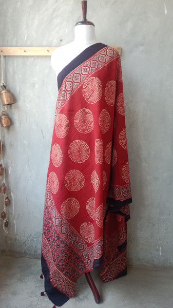 Ajrakh Handblock Dupatta