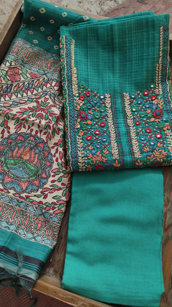 Hand-Embroidered Silk Unstitched Set