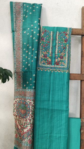 Hand-Embroidered Silk Unstitched Set