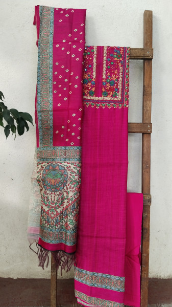 Hand-Embroidered Silk Unstitched Set