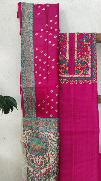 Hand-Embroidered Silk Unstitched Set