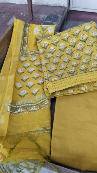 Hakoba Block-Printed Cotton Suit Material