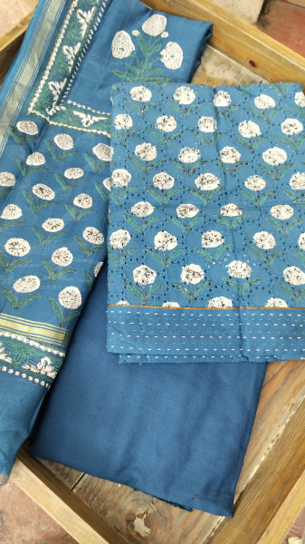 Hakoba Block-Printed Cotton Suit Material