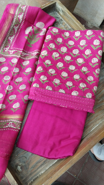 Hakoba Block-Printed Cotton Suit Material