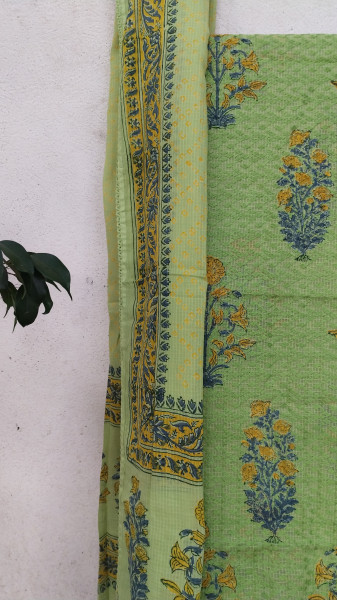 Hand-Block Printed Kota Doria Suit Set