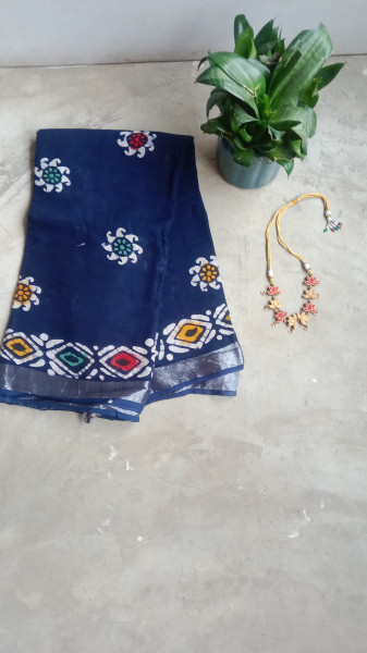 Cotton & Linen Block Print Saree