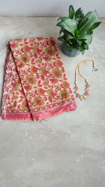 Cotton & Linen Block Print Saree