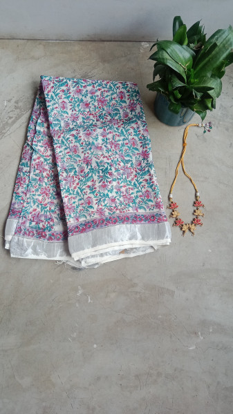 Cotton & Linen Block Print Saree