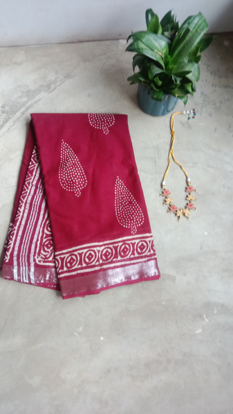Cotton & Linen Block Print Saree